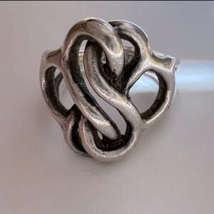 Vintage Handmade Solid heavy 925 Sterling Silver Knotted Statement Ring